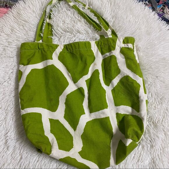 Monogram ‘T’ Giraffe Print Canvas Shopper Tote Bag - Picture 6 of 8